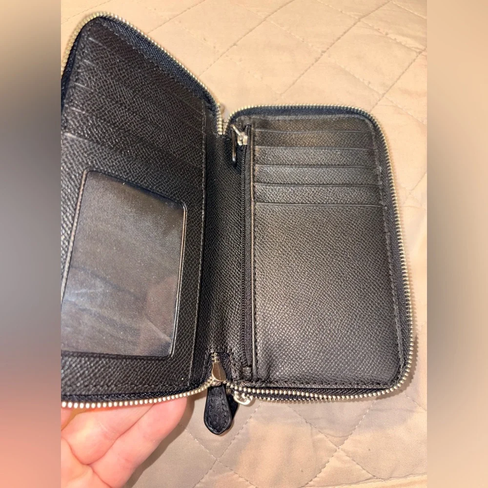 COACH Double Zip Wallet Wristlet in Black Glitter Resined Canvas - LIKE NEW - Picture 6 of 14